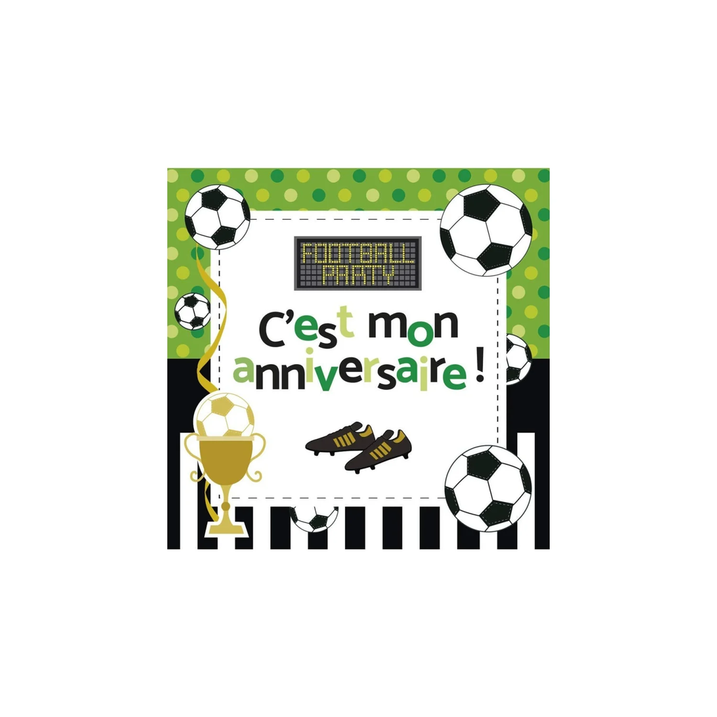 CLAIREFONTAINE Tarjetas de invitación y sobres cumpleaños infantil Fútbol, paquete de 10