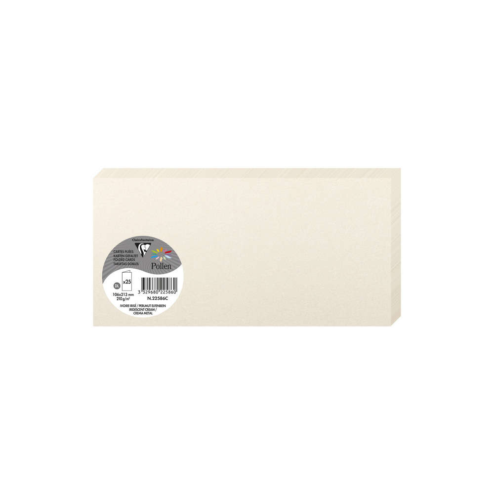 CLAIREFONTAINE Cartes doubles Pollen DL Ivoire irisé 25 pièces