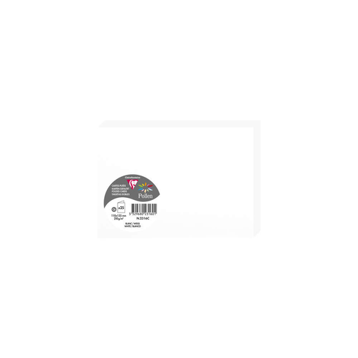 [3329680231601] CLAIREFONTAINE Cartões duplos Pollen C6 Branco 25 peças