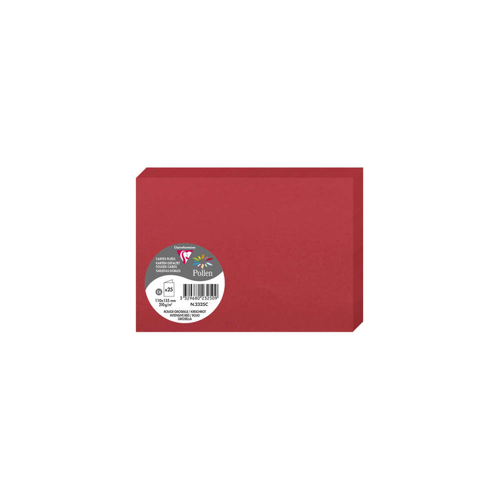 CLAIREFONTAINE Cartões duplos Pollen C6 Vermelho groselha 25 peças