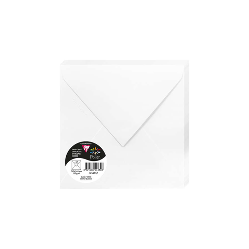 [3329680543308] CLAIREFONTAINE Sobres Pollen 165 x 165mm Blanco (20 unidades)