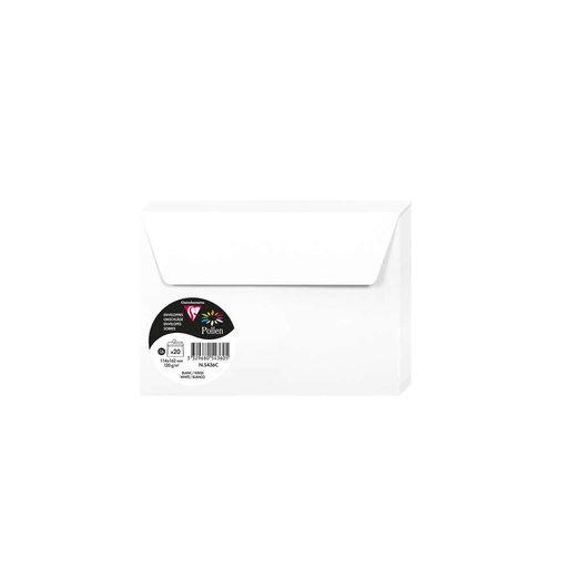 [3329680543605] CLAIREFONTAINE Sobres Pollen C6 Blanco 20 unidades