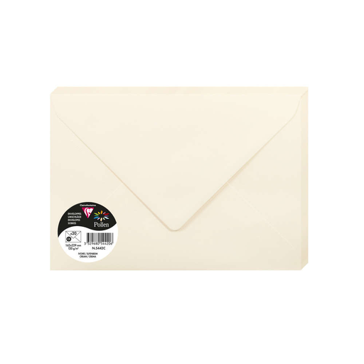 [3329680544206] CLAIREFONTAINE Sobres Pollen C5 Marfil 20 unidades