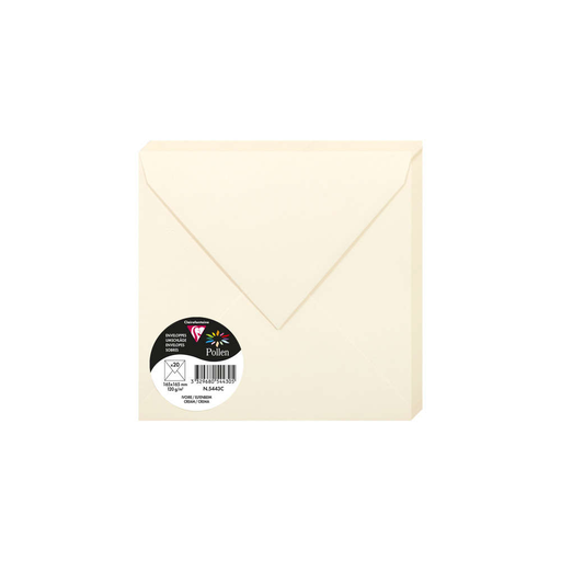 [3329680544305] CLAIREFONTAINE Sobres Pollen 165 x 165mm Marfil - 20 piezas