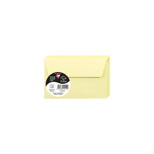 [3329680545104] CLAIREFONTAINE Sobres Pollen Rectángulo 90x140mm Canario 20 Unidades