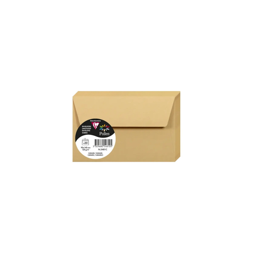 [3329680548105] CLAIREFONTAINE Sobres Pollen Rectángulo 90x140mm Caramelo 20 Unidades