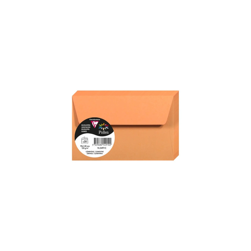 [3329680549102] CLAIREFONTAINE Sobres Pollen Rectangulares 90x140mm Clementina 20 Unidades