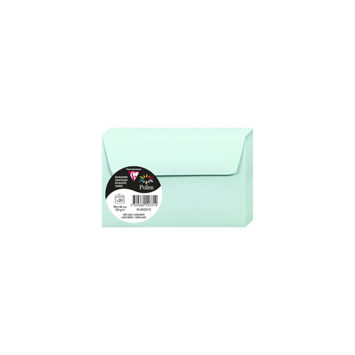 [3329680553314] CLAIREFONTAINE Sobres Pollen Verde Jade 90x140mm 20 Unidades