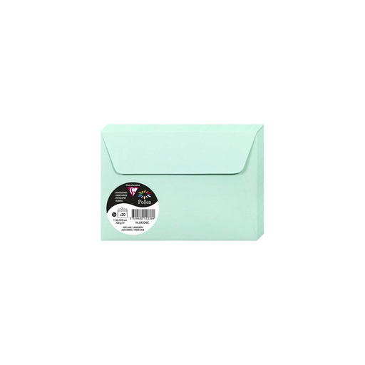 [3329680553369] CLAIREFONTAINE Sobres Pollen Verde Jade C6 114x162mm 20 Unidades