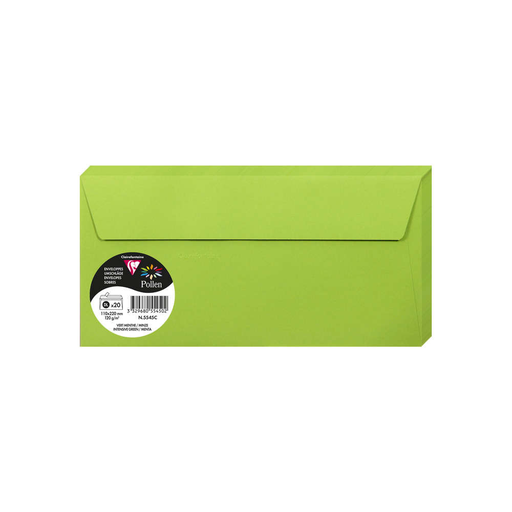 [3329680554502] CLAIREFONTAINE Sobres Pollen DL Verde menta 20 unidades
