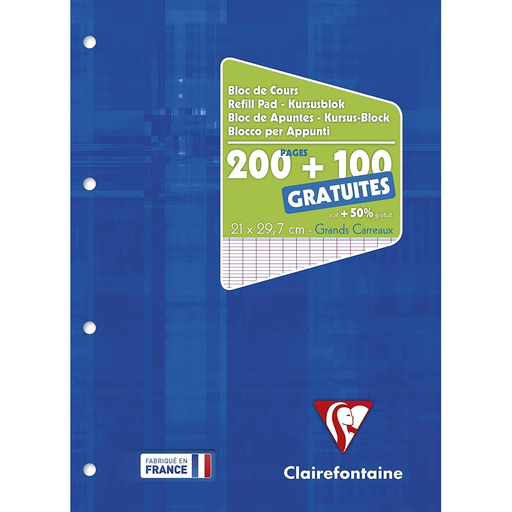 [3329680658194] CLAIREFONTAINE A4 Ruled Lecture Pad 200+100 Pages