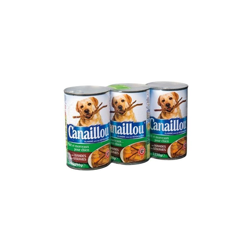 [3250391291984] CANAILLOU Terrina con trozos de ave y zanahorias para perro adulto 3 x 1230 g