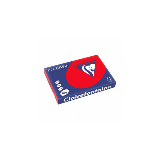 [3329680817508] CLAIREFONTAINE Resma de Papel A4 Vermelho Coral 500 Folhas Trophée 80 g