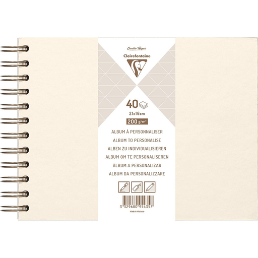 [3329680954357] CLAIREFONTAINE Customizable Album Iridescent Ivory 21 x 16cm