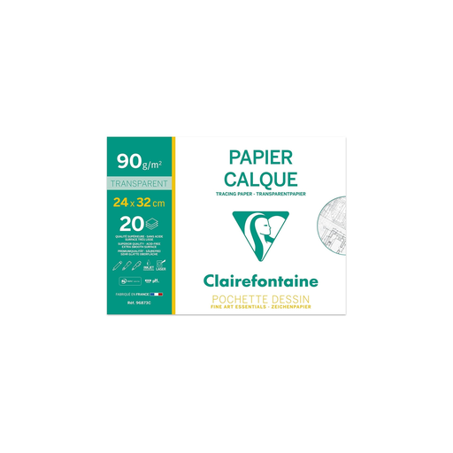 [3329680968736] CLAIREFONTAINE Papel Vegetal 24x32cm 90g 20 Hojas