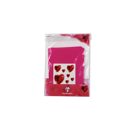 [3329680972023] CLAIREFONTAINE Envelopes 114x162mm Pink Includes Heart Stickers Mail