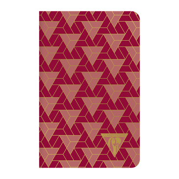 [3329681944968] CLAIREFONTAINE Neo Deco Collection Mi-Saison Textile Stitched Notebook 9x14cm 96 Ruled Pages Triangles Pattern