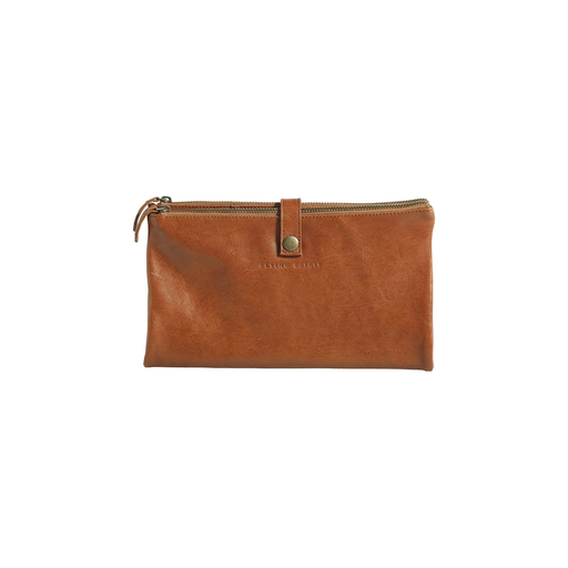 [3329689300315] CLAIREFONTAINE Brown Flat Genuine Leather Pencil Case Flying Spirit