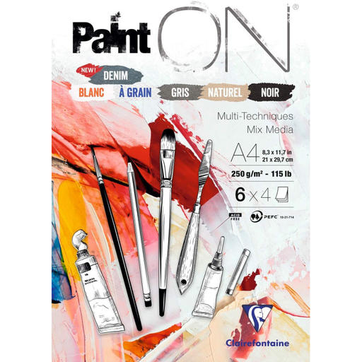 [3329689754101] CLAIREFONTAINE Bloc papier dessin Paint On A4 250 g