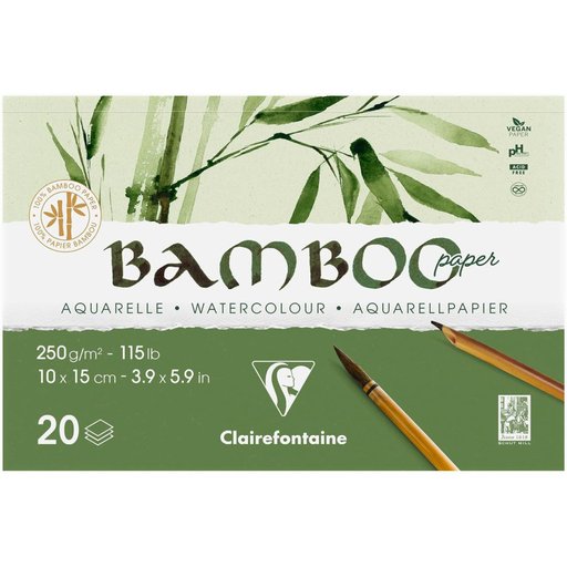 [3329689759113] CLAIREFONTAINE Bloco Aguarela Bamboo 10x15cm 20 folhas