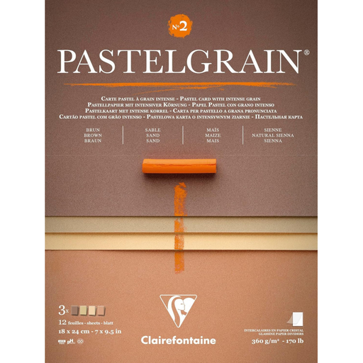[3329689760607] CLAIREFONTAINE Pastel Pad Intense Grain 18x24cm 4 shades Pastelgrain n°2 360 g