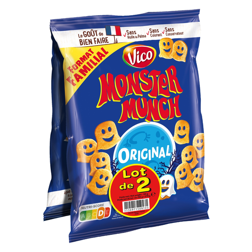 [3336971509103] MONSTER MUNCH Snacks insuflados sabor original 2 pacotes de 135 g