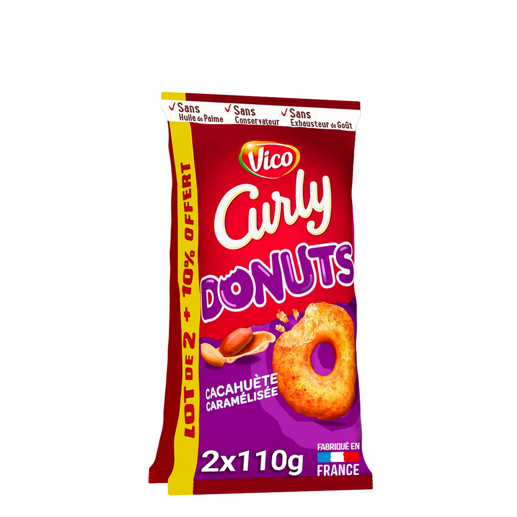 CURLY Puffed donuts biscuits with salted caramel peanut 220 g