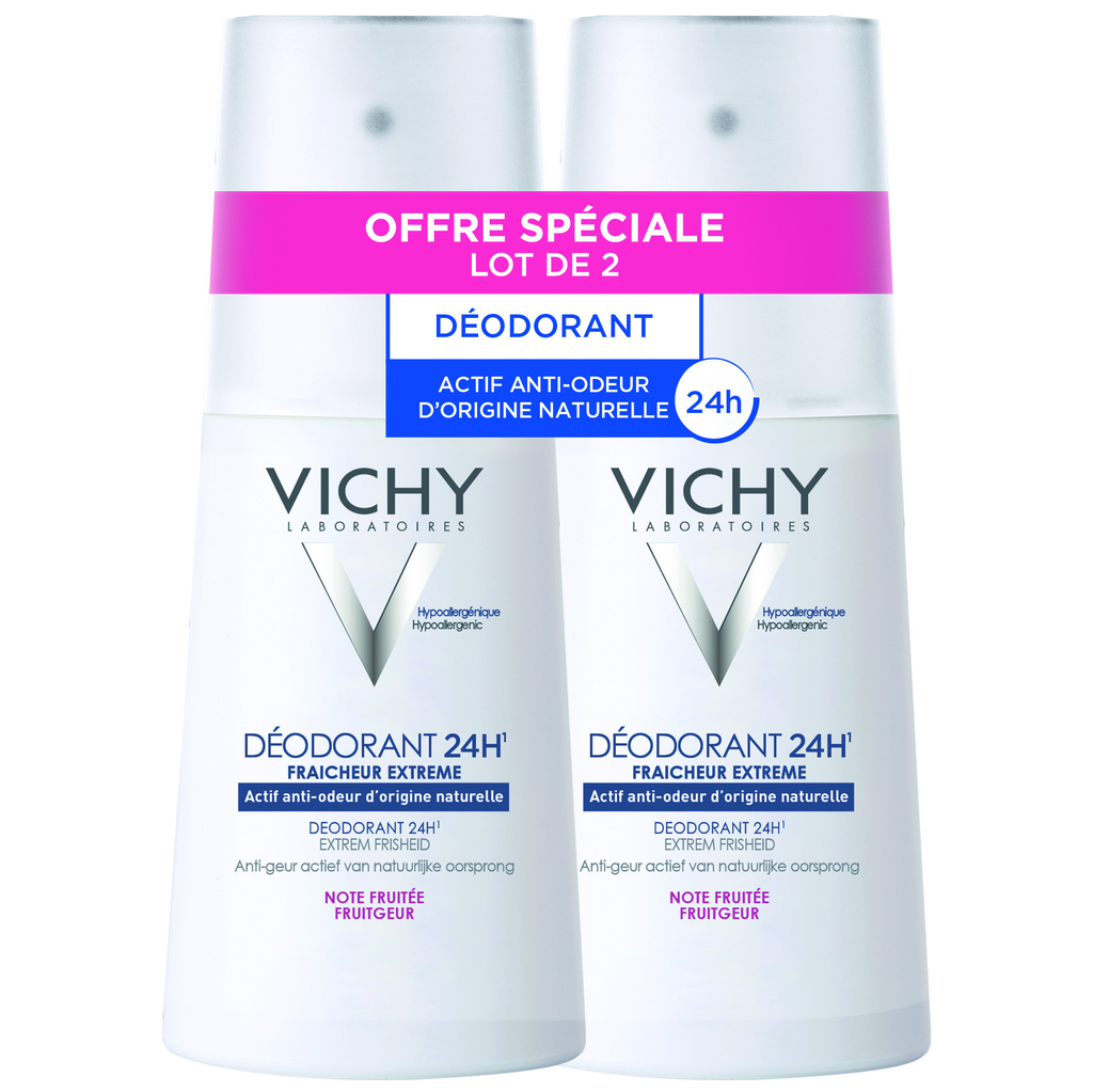 VICHY LABORATOIRES Anti-perspirant Deodorant Spray Women Extreme Freshness Fruity Note, pack of 2 sprays
