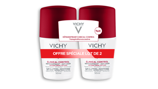 [3337875805728] VICHY Desodorante Roll-on Mujer Clinical Control 96h, lote de 2 unidades
