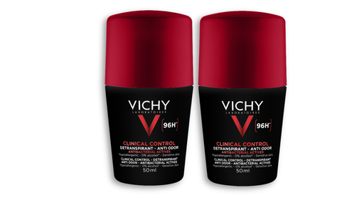 [3337875805896] VICHY Desodorante Hombre Clinical Control Antitranspirante 96h, lote de 2 roll-on