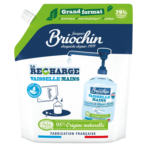 [3383482308008] JACQUES BRIOCHIN Dishwashing Liquid Refill Black Soap and Seaweed 900 ml