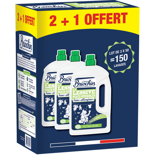 [3383482308220] BRIOCHIN Detergente líquido para bebé Hipoalergénico 3x2.27L