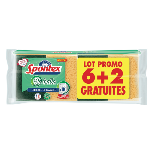 [3384120004580] SPONTEX Efficace et Lavable Re-belle Sponges 8 sponges