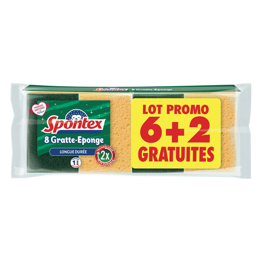 [3384120004955] SPONTEX Gratte éponge longue durée lot de 8