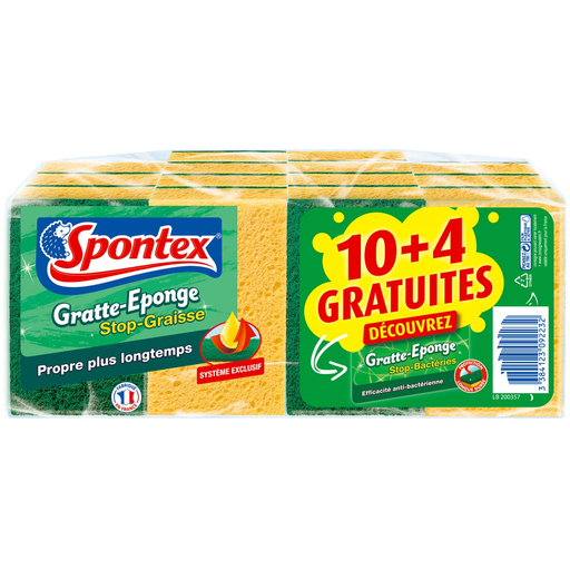 [3384123092232] SPONTEX Gratte-éponge stop-graisse 14 pièces