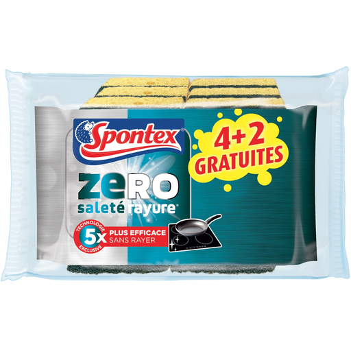 [3384126003150] SPONTEX Zéro Surfaces Délicates Scouring Sponges x6