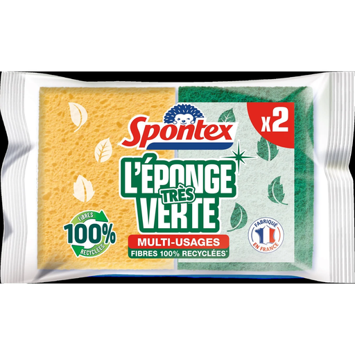[3384126004430] SPONTEX Very Green Vegetable Sponges Scouring Recycled Fibers pack of 2