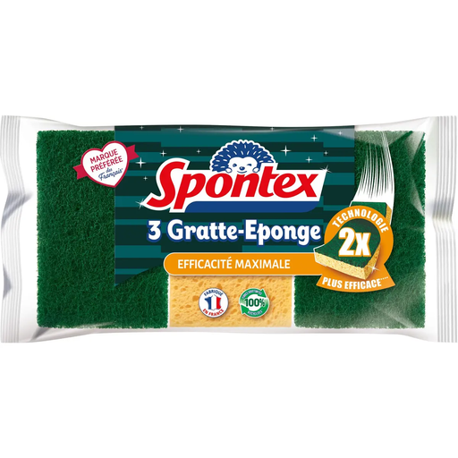 [3384126004485] SPONTEX Gratte-Eponge Efficacité Maximale 3 pièces