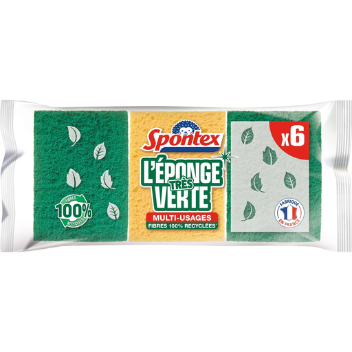 [3384126005185] SPONTEX Multi-Purpose Scouring Sponges Very Green, pack of 6