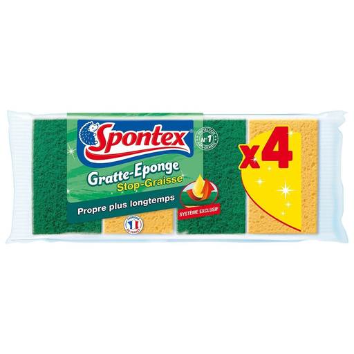[3384129201928] SPONTEX Gratte éponge stop graisse, pack of 4