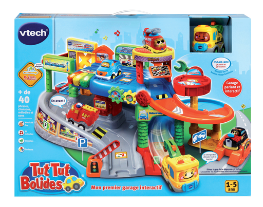 [3417765127052] VTECH Premier Garage And Ethan Tut Tut Bolides the box