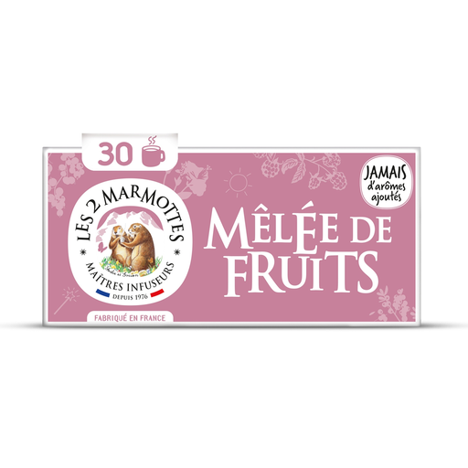 [3422150002142] LES 2 MARMOTTES Infusión mezcla de frutas 30 bolsitas 51 g