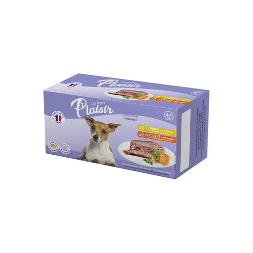 [3428460082577] PURINA Adult Dog Terrines 2 Meat Recipes LES REPAS PLAISIR 4 trays of 300 g