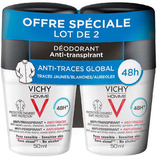 [3433425221649] VICHY Desodorante Antitranspirante Hombre 48h lote de 2 roll-on