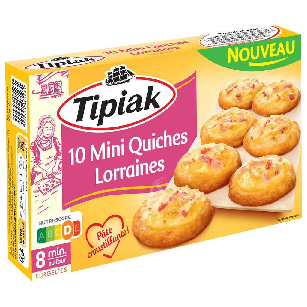 TIPIAK Mini quiches Lorraines 10 pièces 95 g
