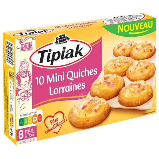 [3450350071231] TIPIAK Mini quiches Lorraines 10 pièces 95 g