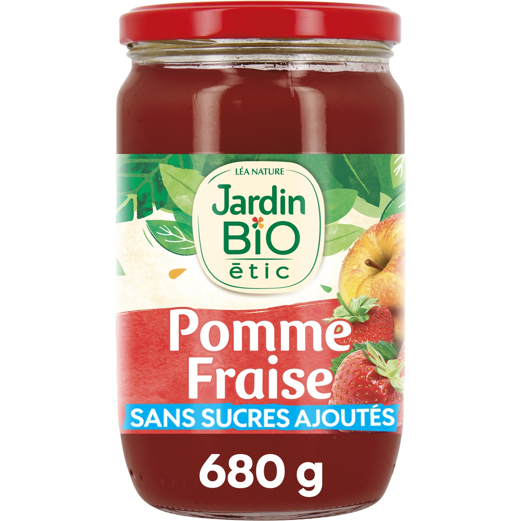 JARDIN BIO ETIC Puré de fruta bio de maçã, morango e cassis 680 g