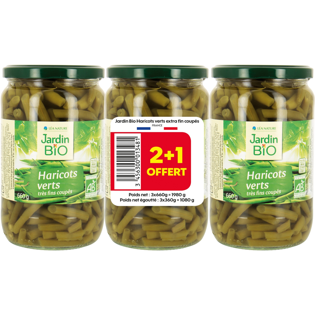 JARDIN BIO ETIC Judías verdes muy finas cortadas 3 x 660 g