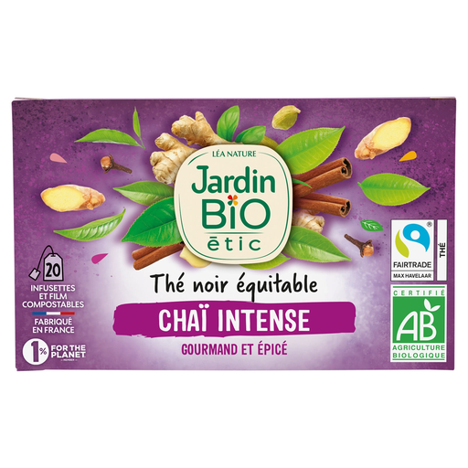[3456300015218] JARDIN BIO ETIC Thé noir Bio Chaï intense 20 sachets 28 g