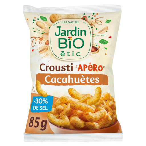 [3456300015256] JARDIN BIO ETIC Crousti apéro cacahuetes 30% menos sal bio 85 g